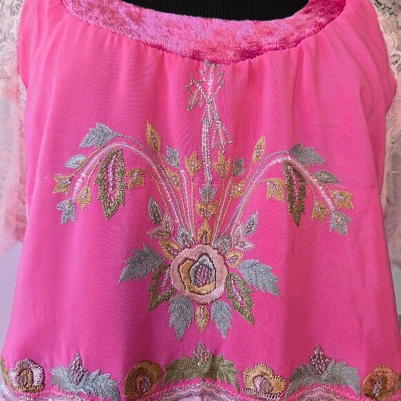 Romantic Velvet & Lace Blouse | Roselani Jasmin | Size Large - Picture 4 of 8